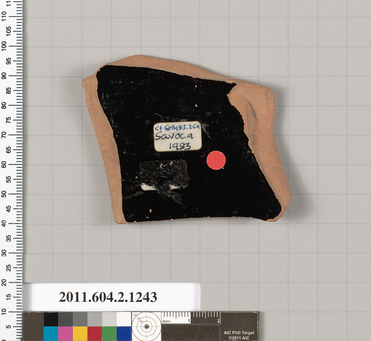 Terracotta fragment of a skyphos (deep drinking cup), Terracotta, Greek, Attic