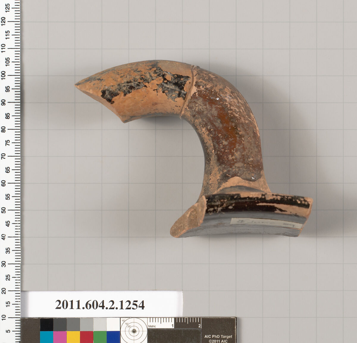 Terracotta fragment of a skyphos (deep drinking cup), Terracotta, Greek, Attic