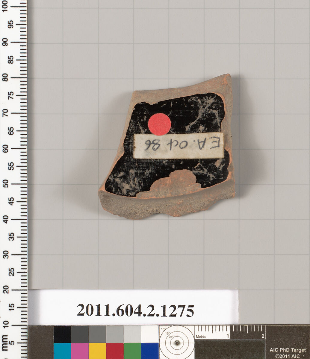 Terracotta fragment of a skyphos (deep drinking cup), Terracotta, Greek, Attic