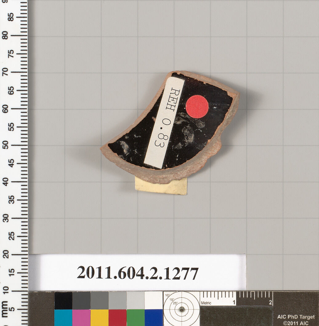 Terracotta fragment of a skyphos (deep drinking cup), Terracotta, Greek, Attic
