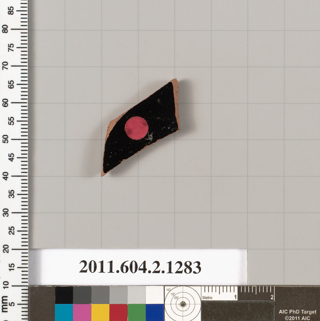 Terracotta fragment of a skyphos (deep drinking cup), Terracotta, Greek, Attic