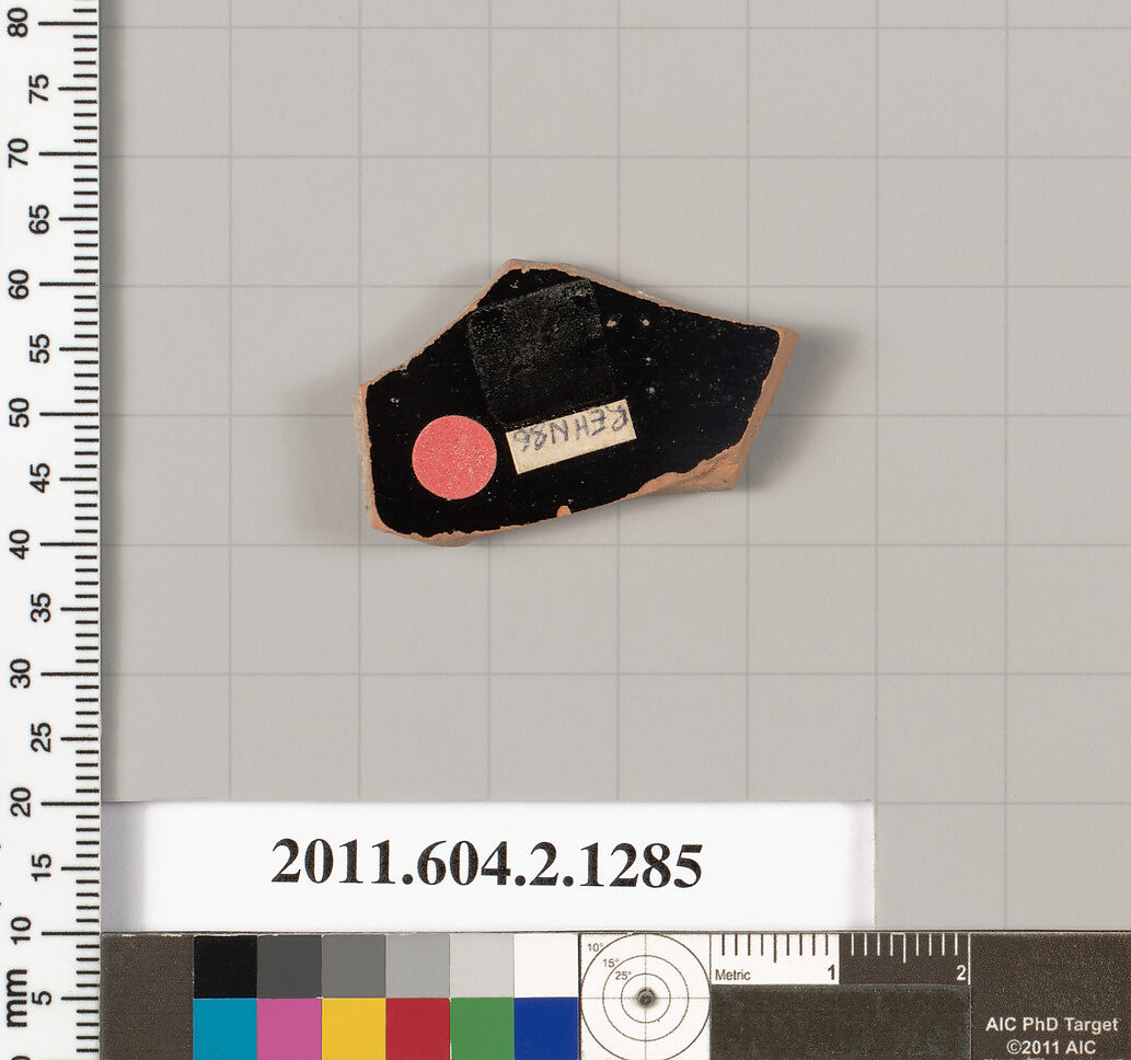 Terracotta fragment of a skyphos (deep drinking cup), Terracotta, Greek, Attic