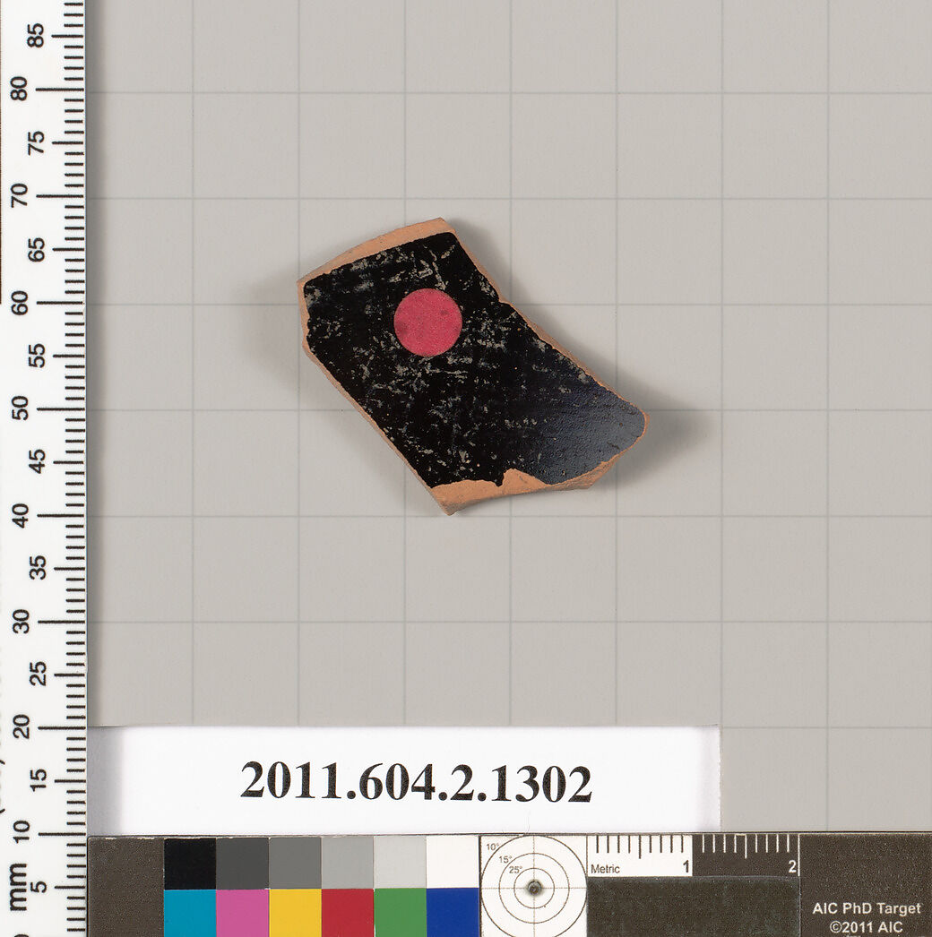 Terracotta fragment of a skyphos (deep drinking cup), Terracotta, Greek, Attic