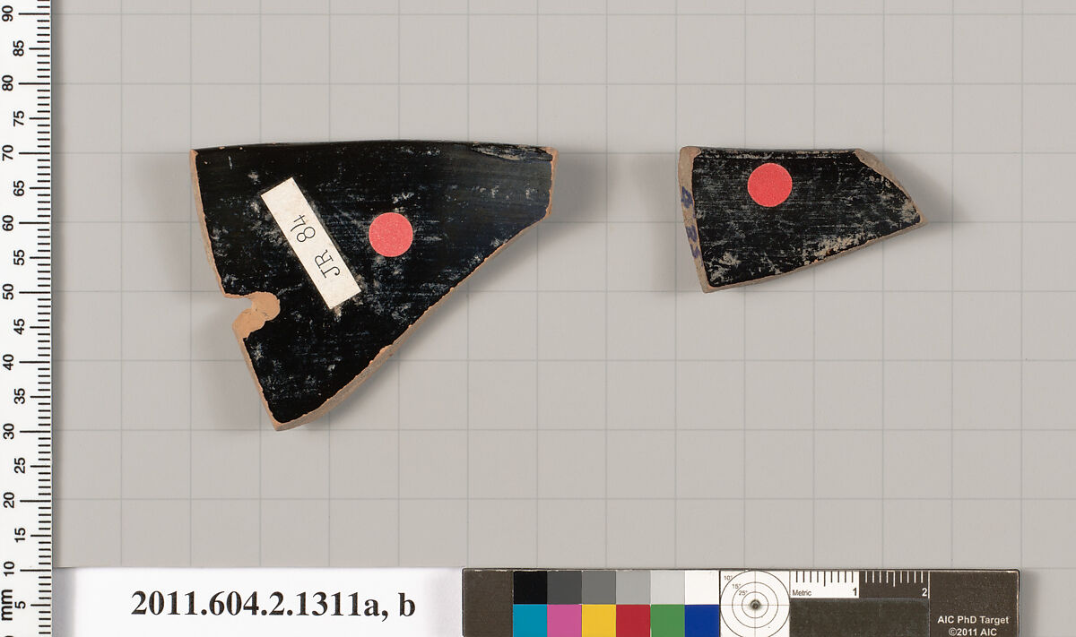 Terracotta rim fragments of skyphoi (deep drinking cups), Terracotta, Greek, Attic