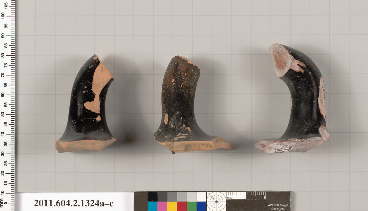 Terracotta fragments of skyphoi (deep drinking cups), Terracotta, Greek, Attic