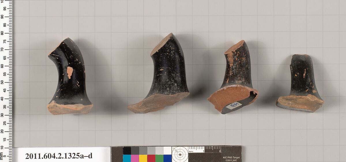 Terracotta fragments of skyphoi (deep drinking cups), Terracotta, Greek, Attic