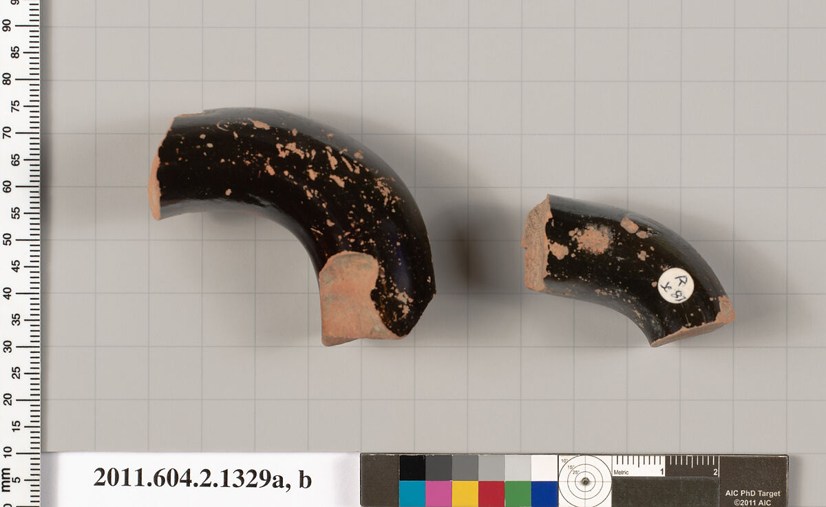 Terracotta fragments of skyphoi (deep drinking cups), Terracotta, Greek, Attic