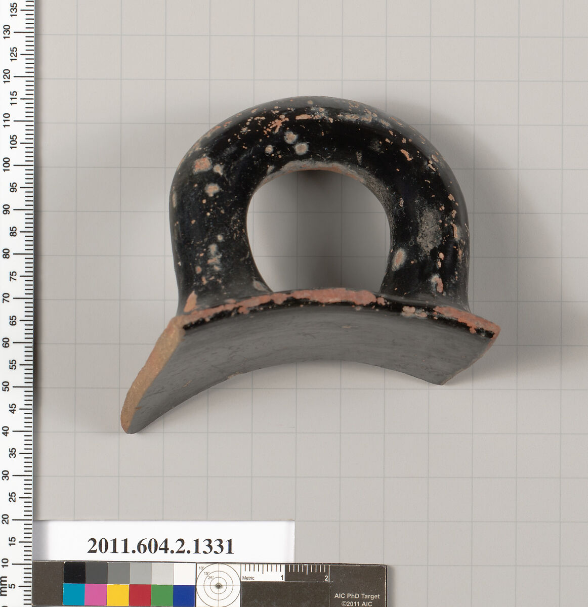 Terracotta fragment of a skyphos (deep drinking cup), Terracotta, Greek, Attic