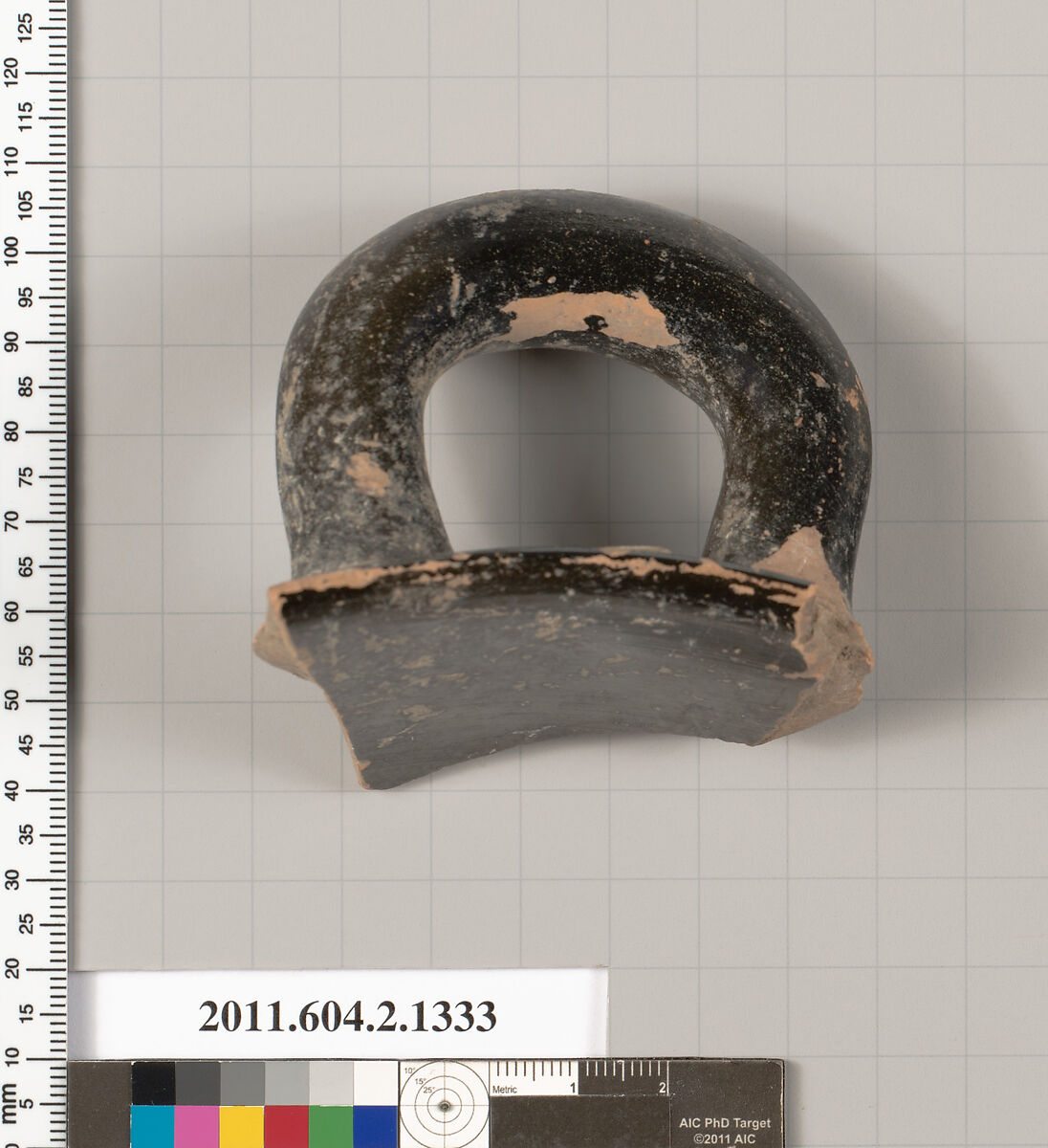 Terracotta fragment of a skyphos (deep drinking cup), Terracotta, Greek, Attic