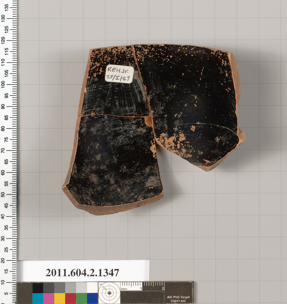 Terracotta fragment of a skyphos (deep drinking cup), Terracotta, Greek, Attic