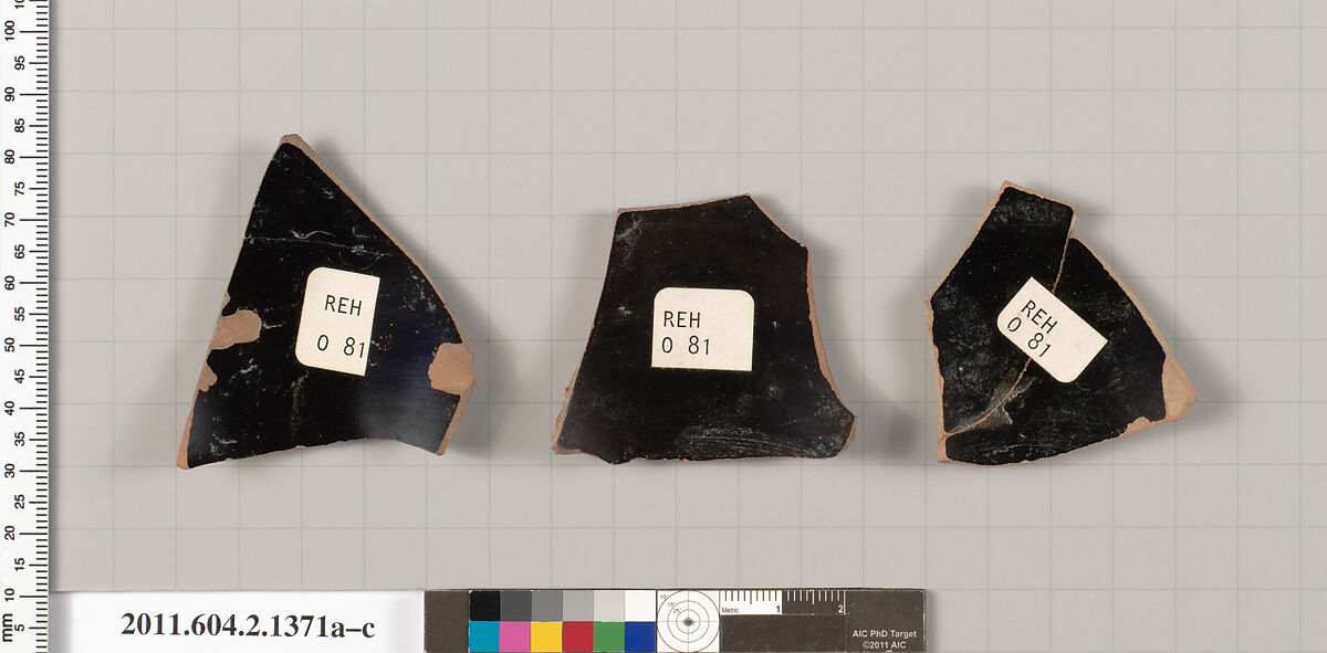 Terracotta fragments of skyphoi (deep drinking cups), Terracotta, Greek, Attic