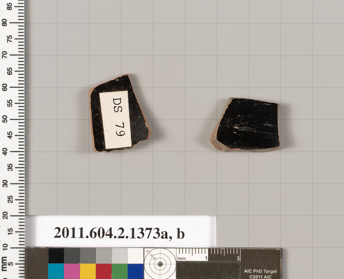 Terracotta fragments of skyphoi (deep drinking cups), Terracotta, Greek, Attic