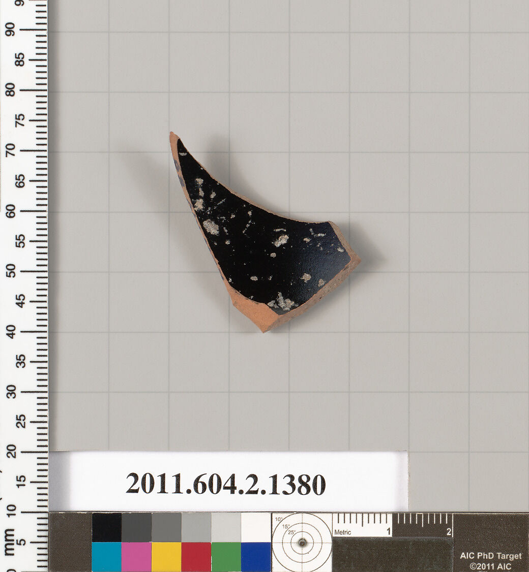 Terracotta fragment of a skyphos (deep drinking cup), Terracotta, Greek, Attic