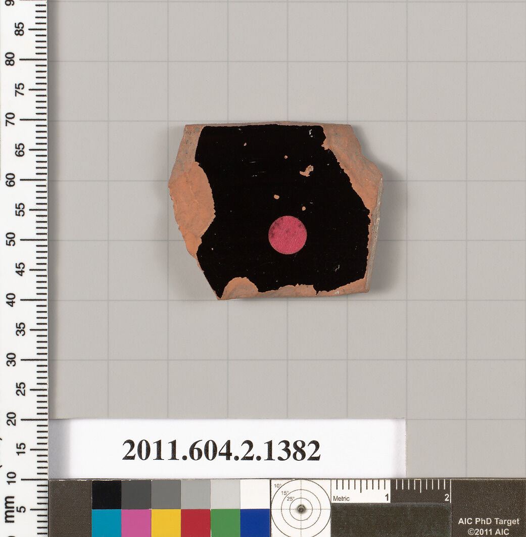 Terracotta fragment of a skyphos (deep drinking cup), Terracotta, Greek, Attic