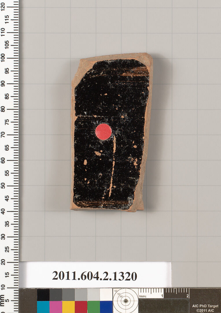 Terracotta fragment of a skyphos (deep drinking cup), Terracotta, Greek, Attic