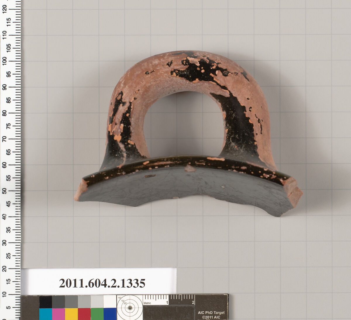 Terracotta fragment of a skyphos (deep drinking cup), Terracotta, Greek, Attic