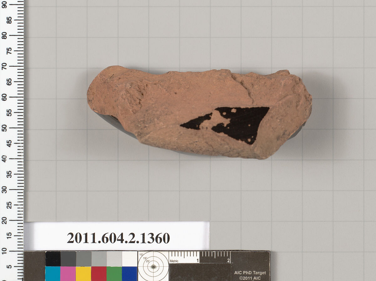 Terracotta fragment of a skyphos (deep drinking cup), Terracotta, Greek, Attic