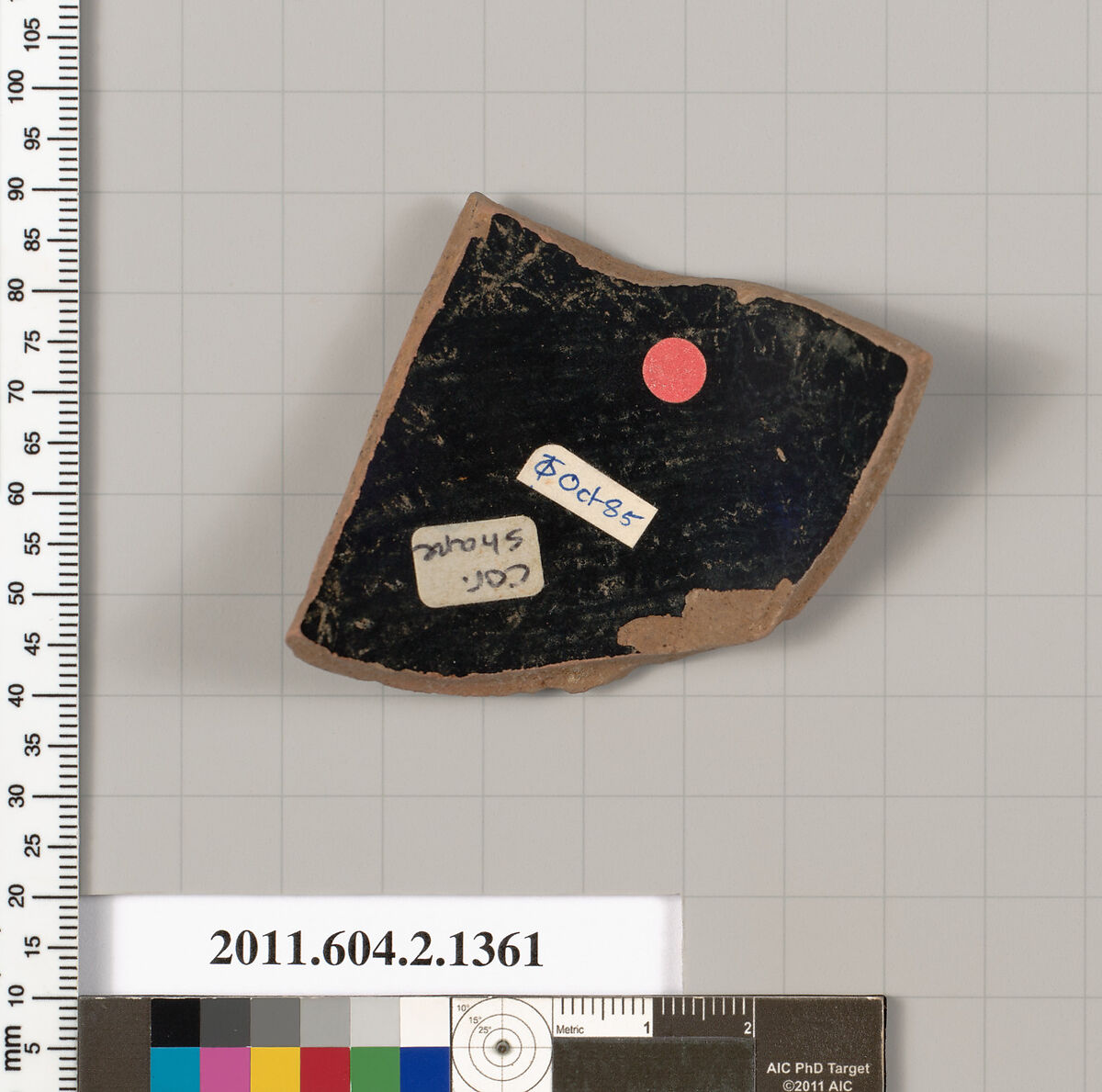 Terracotta fragment of a skyphos (deep drinking cup), Terracotta, Greek, Attic