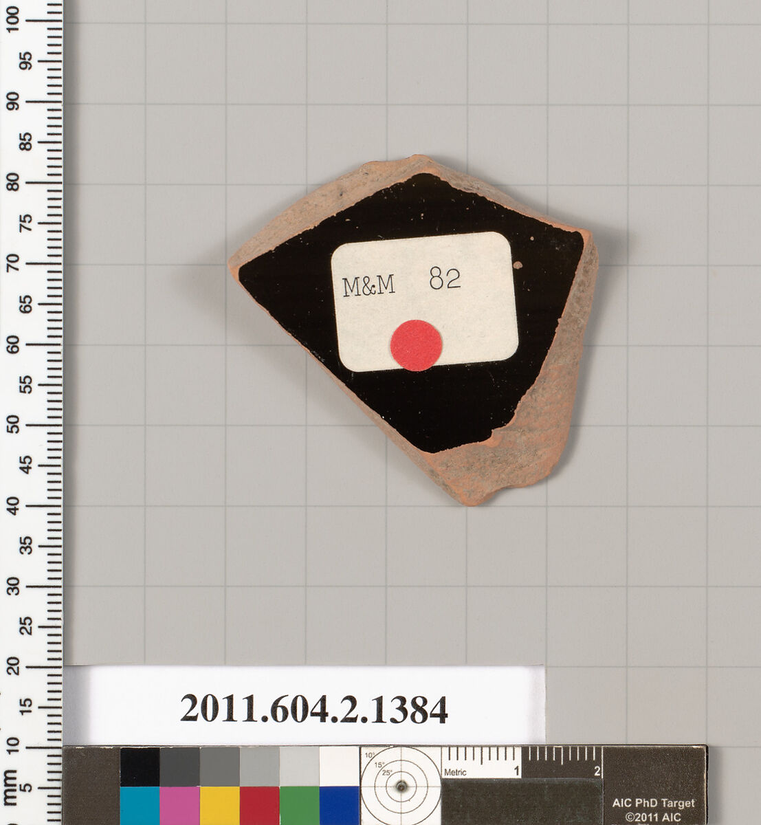 Terracotta fragment of a skyphos (deep drinking cup), Terracotta, Greek, Attic