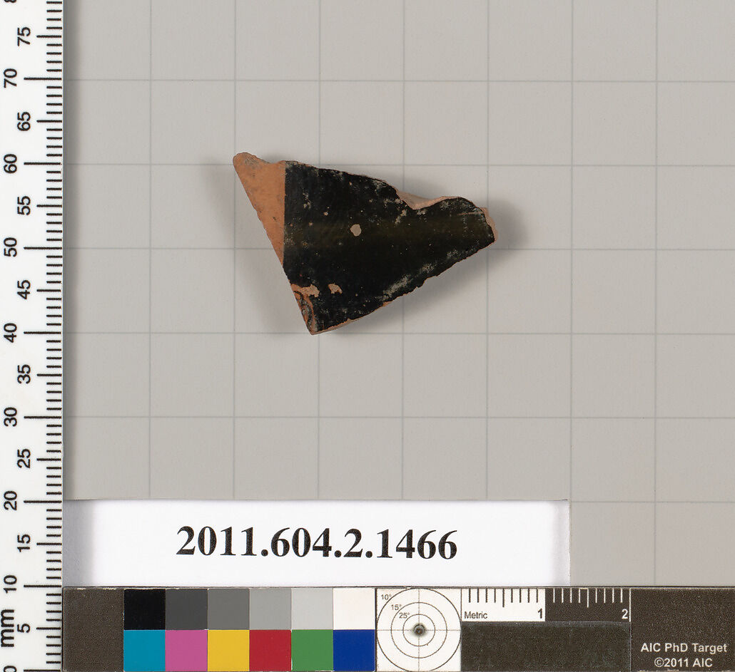 Terracotta fragment of a skyphos (deep drinking cup), Terracotta, Greek, Attic 