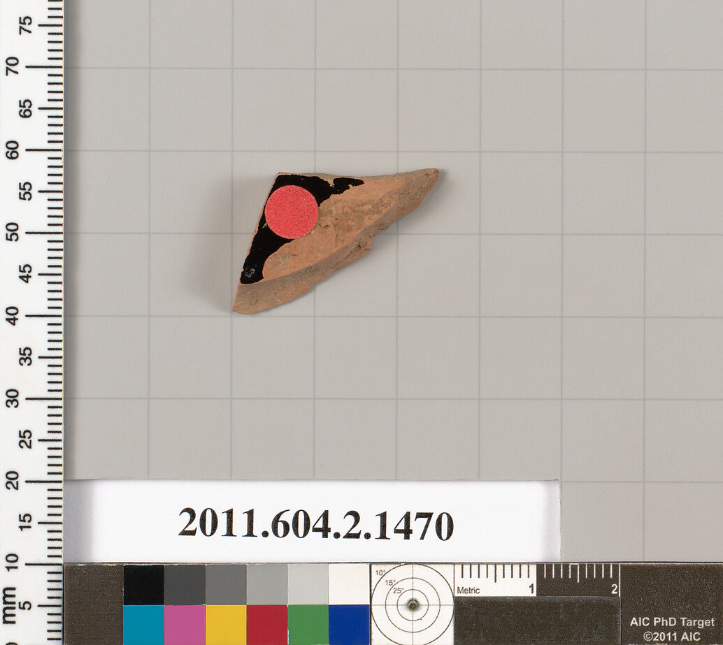 Terracotta fragment of a skyphos (deep drinking cup), Terracotta, Greek, Attic
