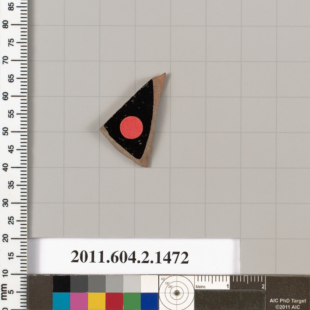 Terracotta fragment of a skyphos (deep drinking cup), Terracotta, Greek, Attic