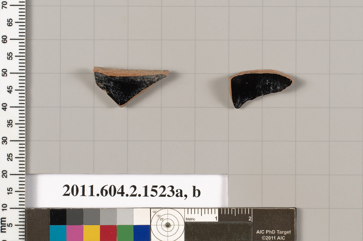 Terracotta fragments of skyphoi (deep drinking cups), Terracotta, Greek, Attic