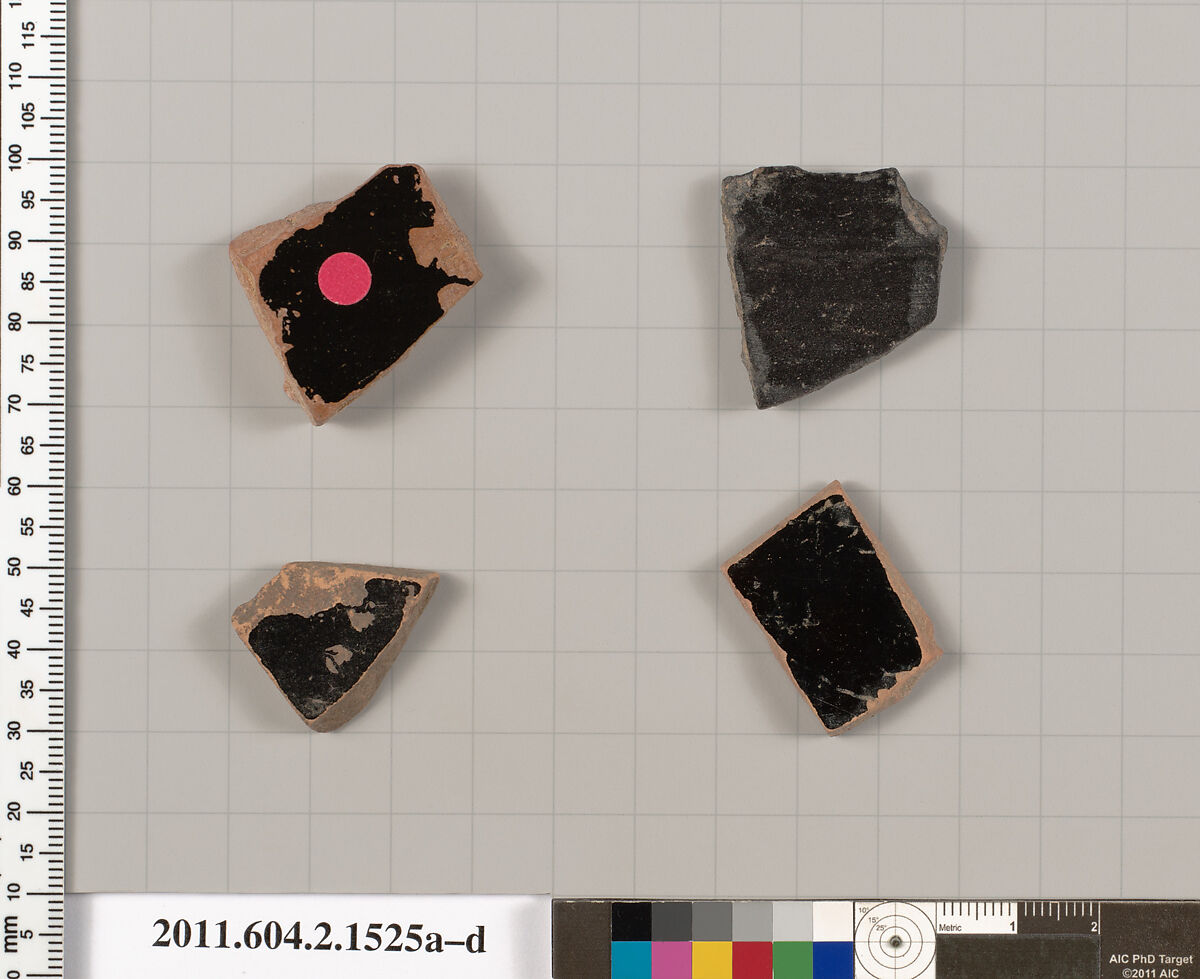 Terracotta fragments of skyphoi (deep drinking cups), Terracotta, Greek, Attic