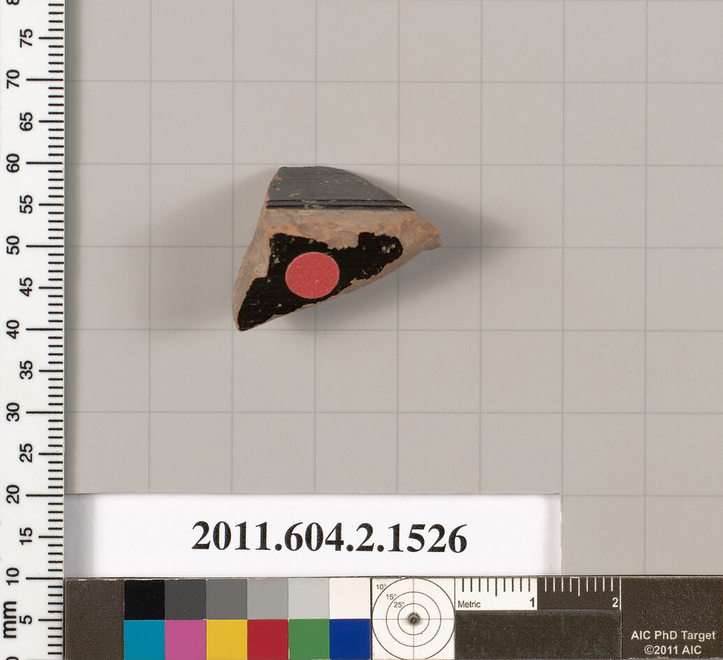 Terracotta fragment of a skyphos (deep drinking cup), Terracotta, Greek, Attic