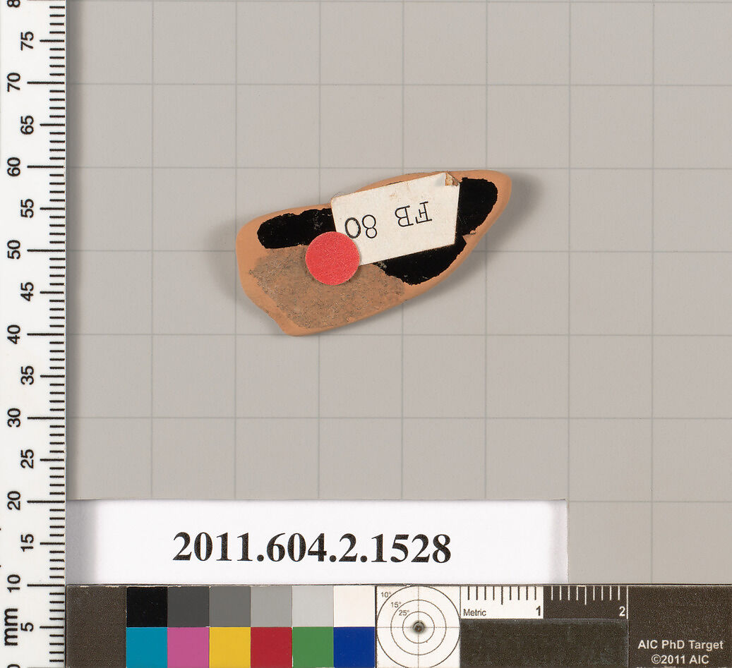 Terracotta fragment of a skyphos (deep drinking cup), Terracotta, Greek, Attic