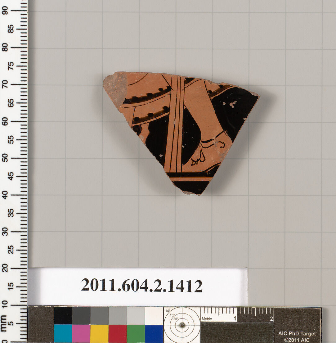 Terracotta fragment of a skyphos (deep drinking cup), Brygan, Terracotta, Greek, Attic 