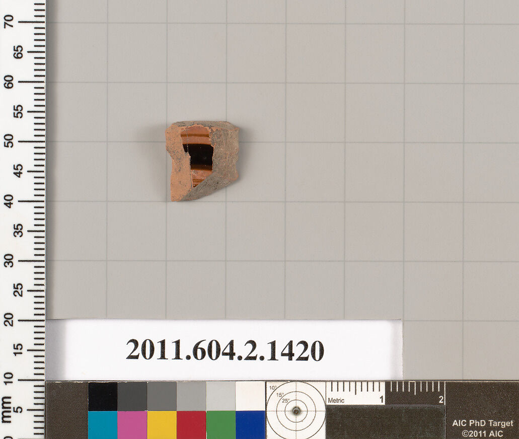 Terracotta fragment of a skyphos (deep drinking cup)?, Terracotta, Greek, Attic