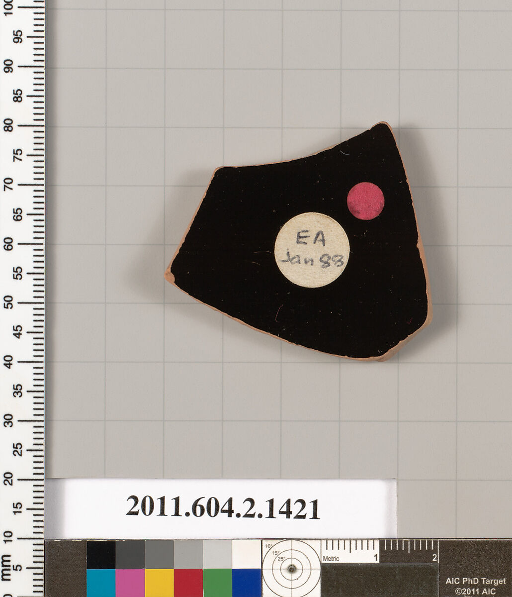 Terracotta fragment of a skyphos (deep drinking cup)?, Terracotta, Greek, Attic