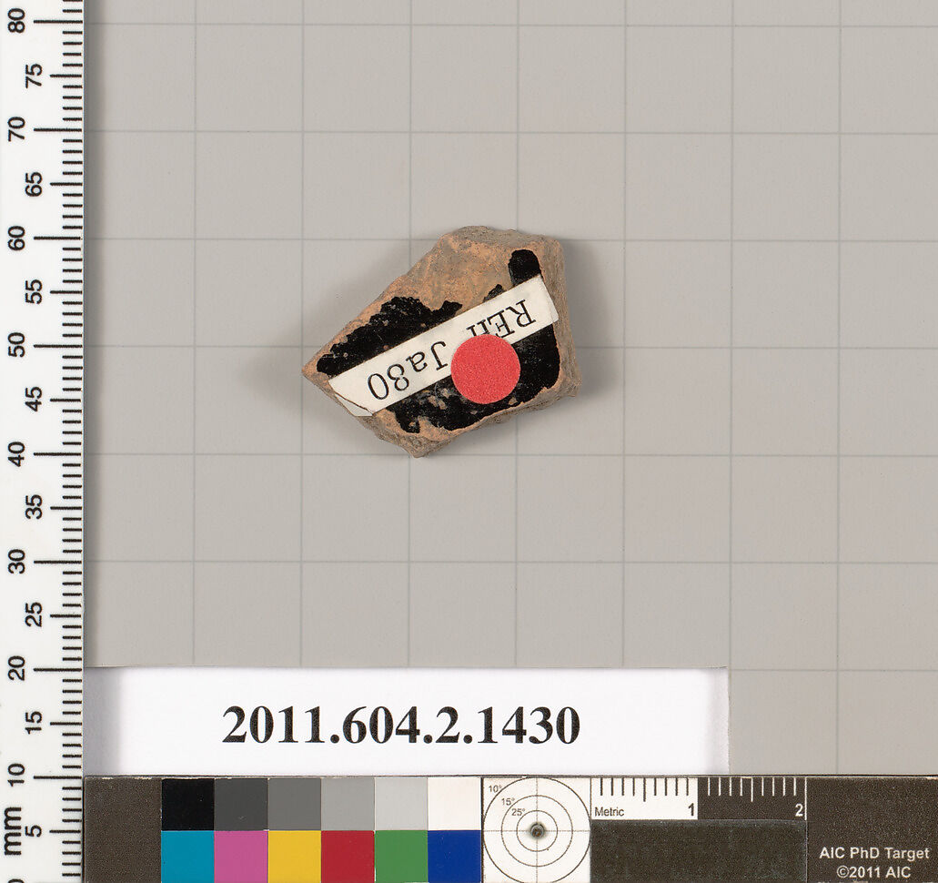 Terracotta fragment of a skyphos (deep drinking cup), Terracotta, Greek, Attic