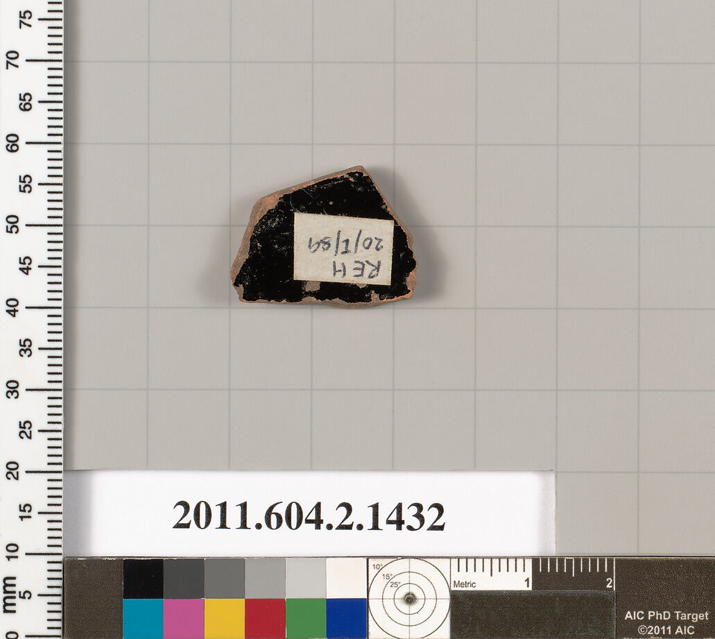 Terracotta fragment of a skyphos (deep drinking cup), Terracotta, Greek, Attic