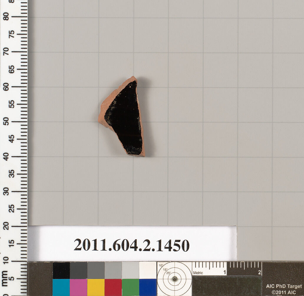 Terracotta fragment of a skyphos (deep drinking cup), Terracotta, Greek, Attic