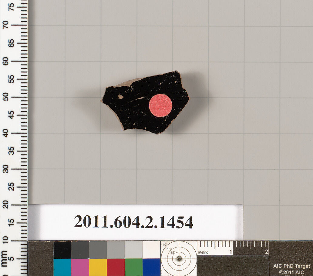 Terracotta fragment of a skyphos (deep drinking cup), Terracotta, Greek, Attic