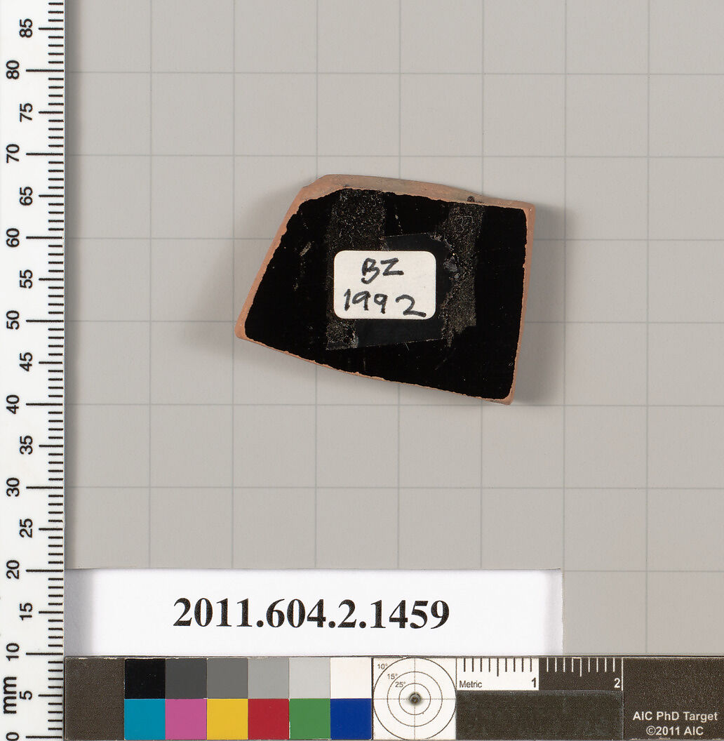 Terracotta fragment of a skyphos (deep drinking cup), Terracotta, Greek, Attic