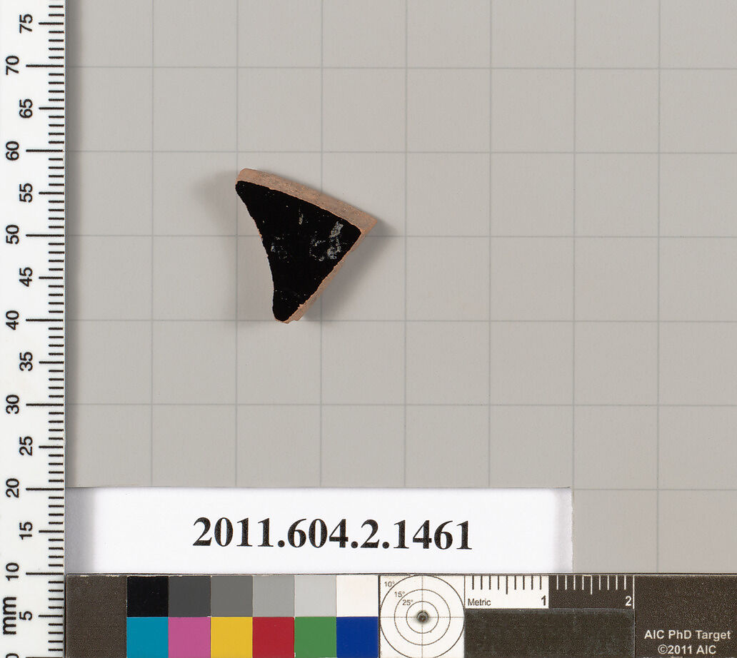 Terracotta fragment of a skyphos (deep drinking cup), Terracotta, Greek, Attic