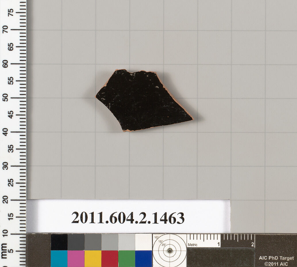 Terracotta fragment of a skyphos (deep drinking cup), Terracotta, Greek, Attic