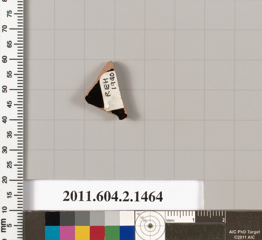 Terracotta fragment of a skyphos (deep drinking cup), Terracotta, Greek, Attic