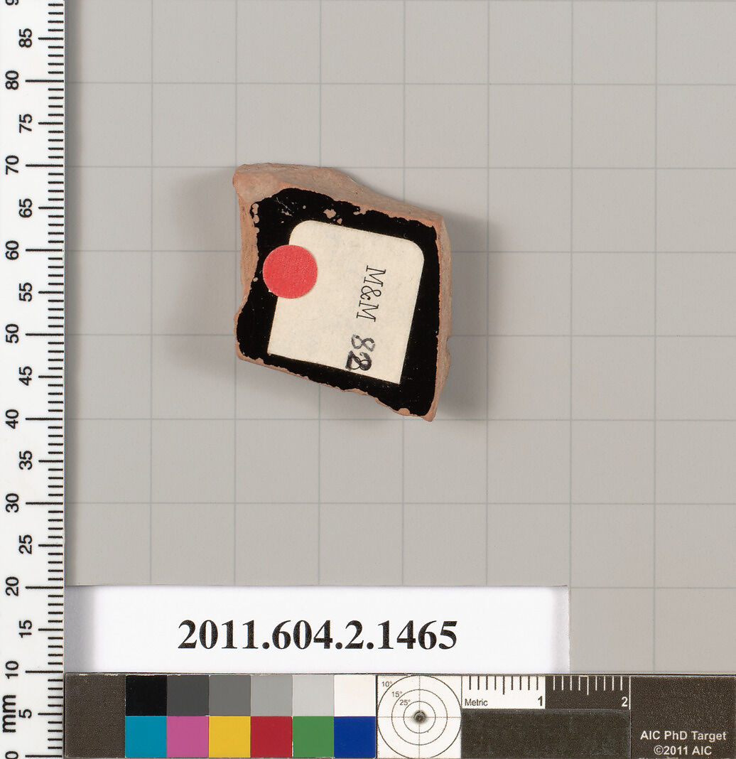 Terracotta fragment of a skyphos (deep drinking cup), Terracotta, Greek, Attic