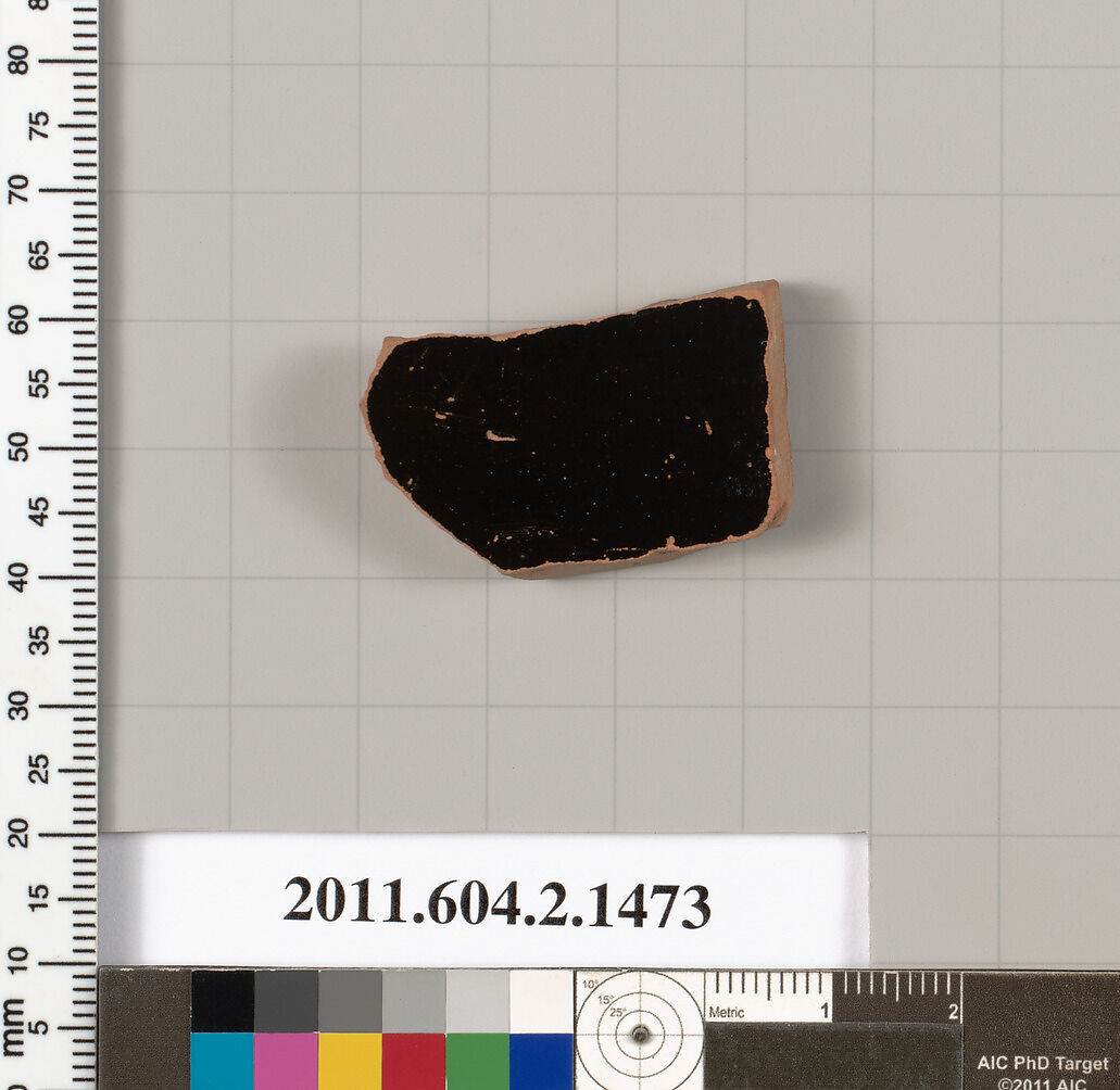 Terracotta fragment of a skyphos (deep drinking cup)?, Terracotta, Greek, Attic