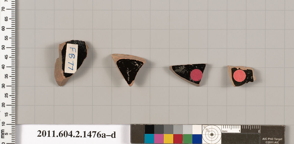 Terracotta fragments of skyphoi (deep drinking cups), Terracotta, Greek, Attic