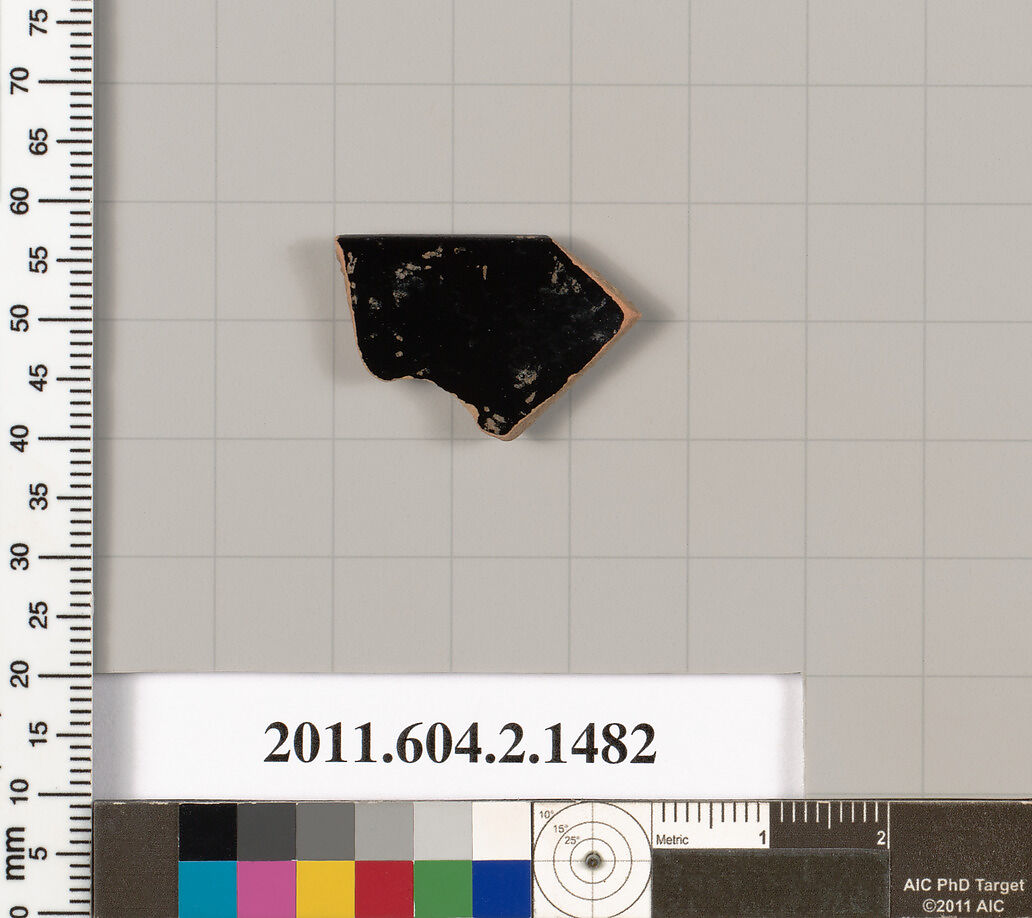 Terracotta fragment of a skyphos (deep drinking cup), Terracotta, Greek, Attic
