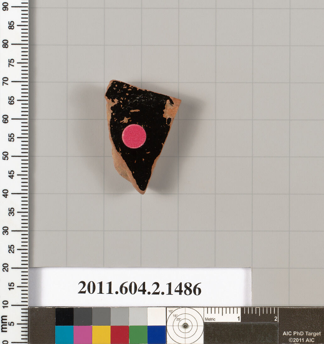 Terracotta fragment of a skyphos (deep drinking cup), Terracotta, Greek, Attic