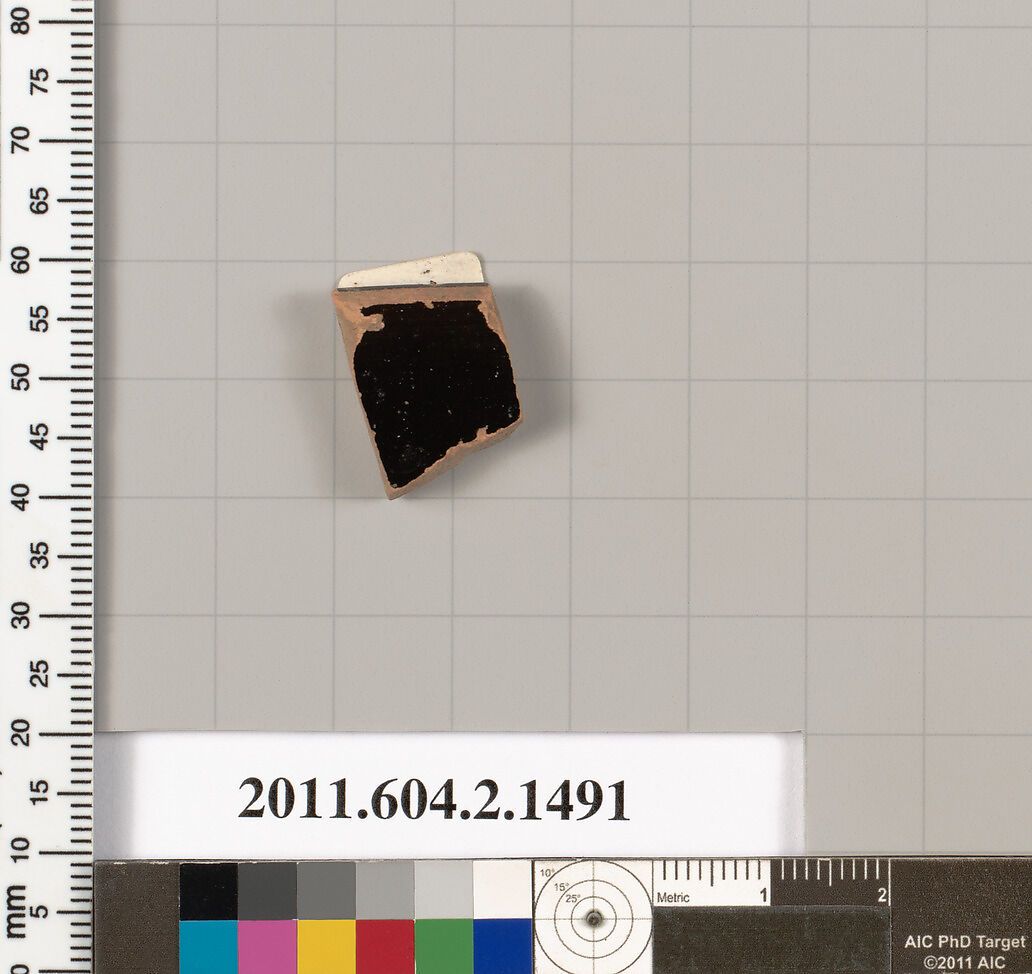 Terracotta fragment of a skyphos (deep drinking cup), Terracotta, Greek, Attic