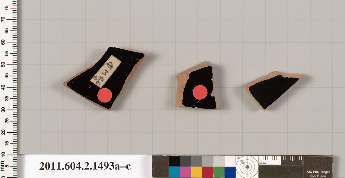 Terracotta fragments of skyphoi (deep drinking cups), Terracotta, Greek, Attic