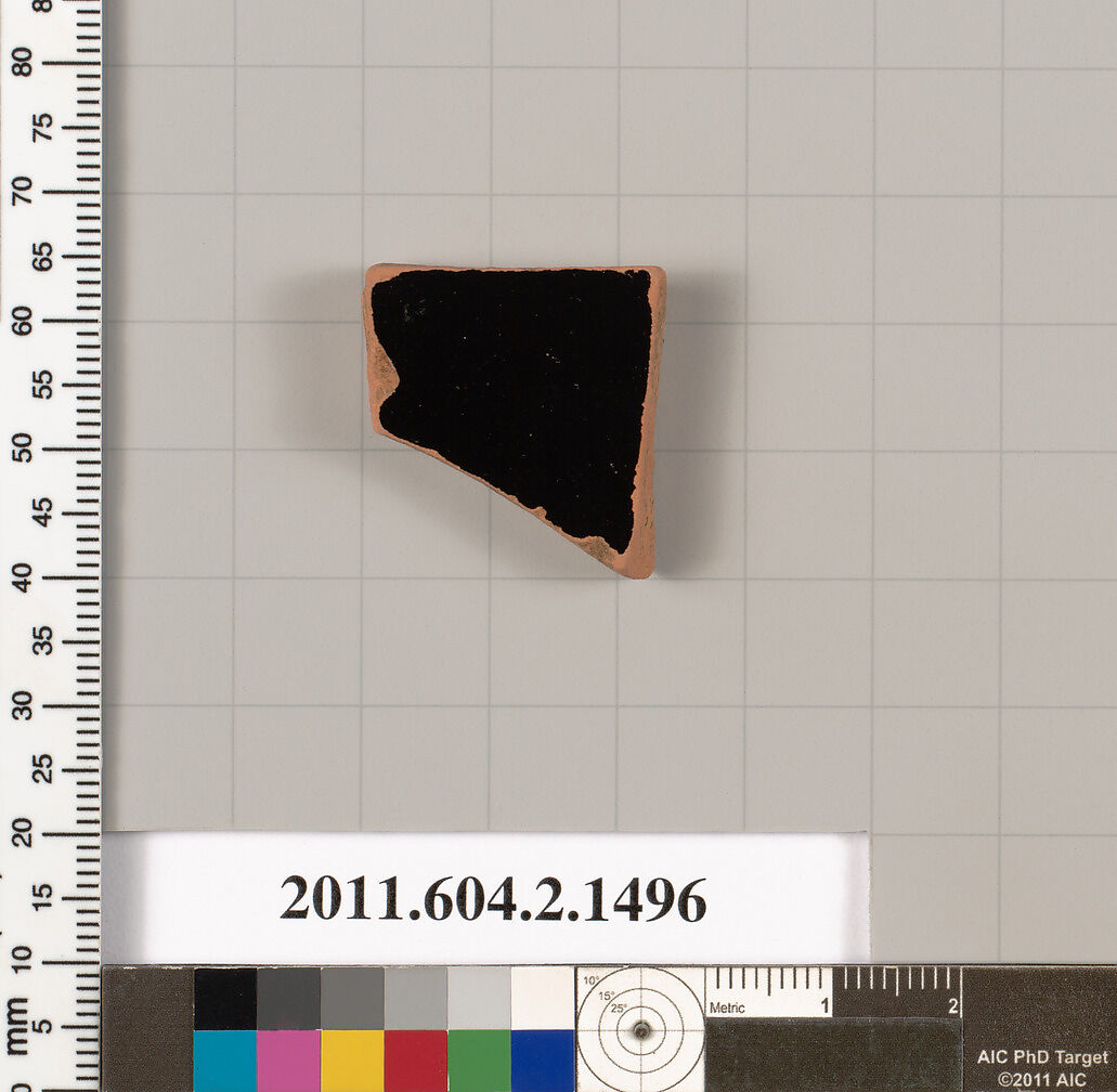 Terracotta fragment of a skyphos (deep drinking cup), Terracotta, Greek, Attic