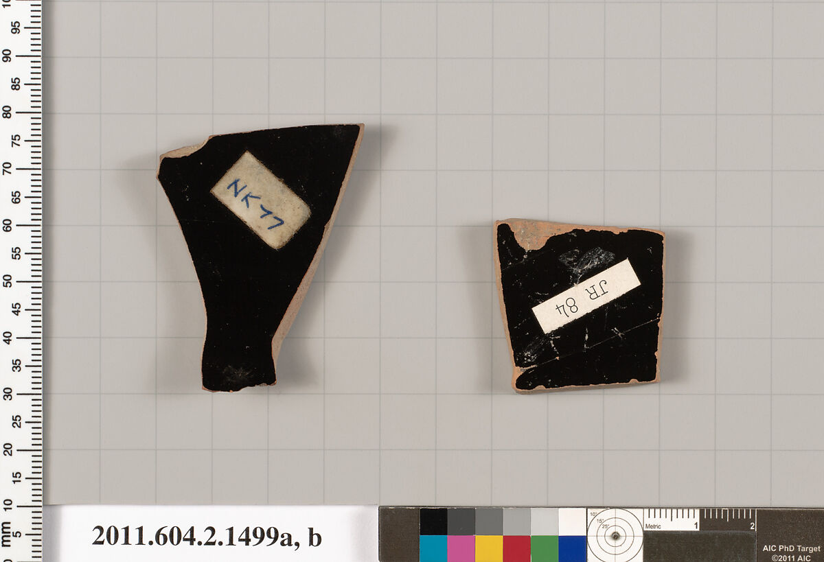 Terracotta fragments of skyphoi (deep drinking cups), Terracotta, Greek, Attic